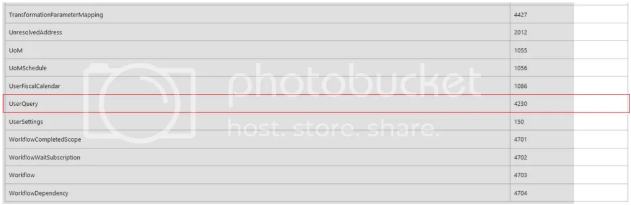 Log File Window with 'UserQuery' high-lighted 