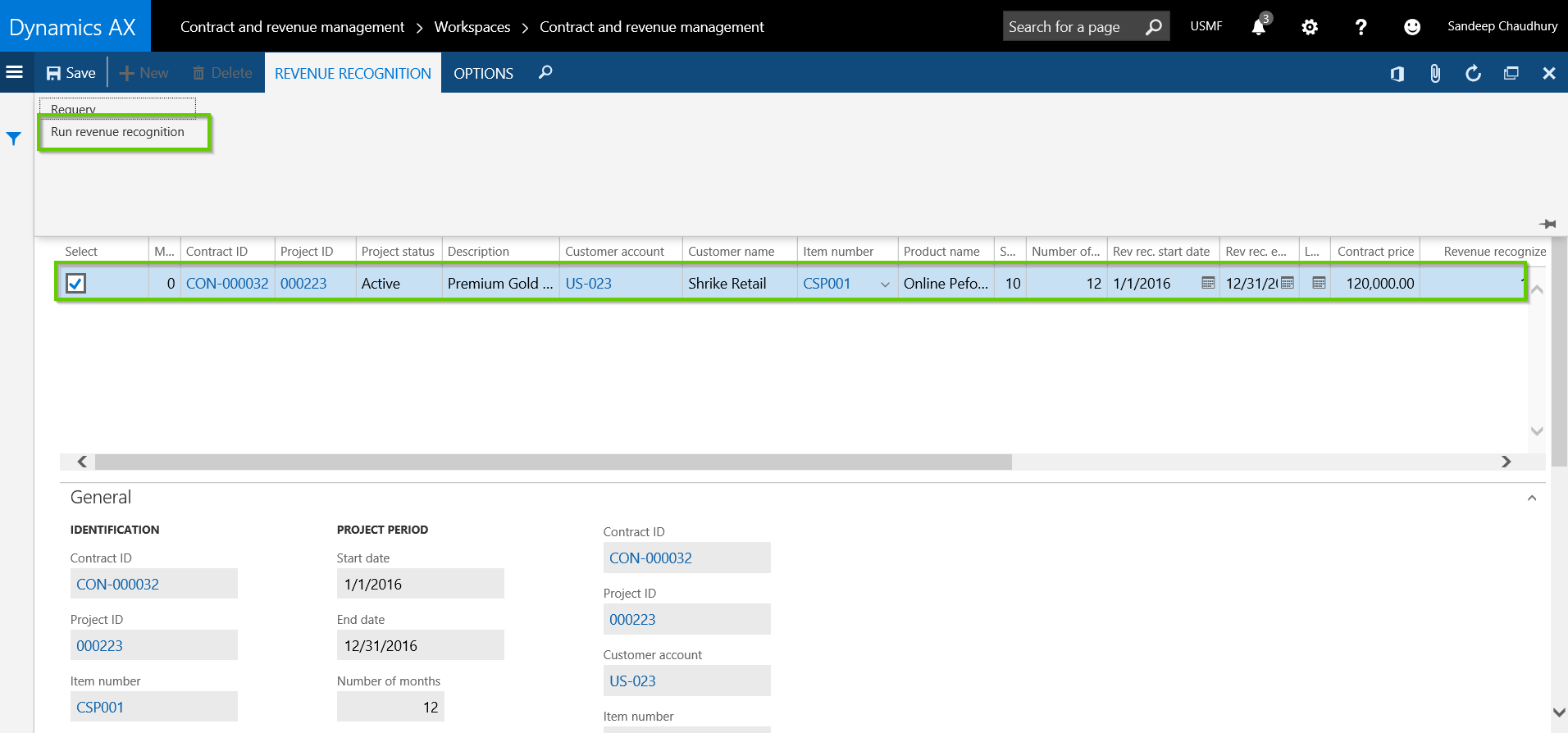 AXIO Revenue Recognition Processing Details for AX