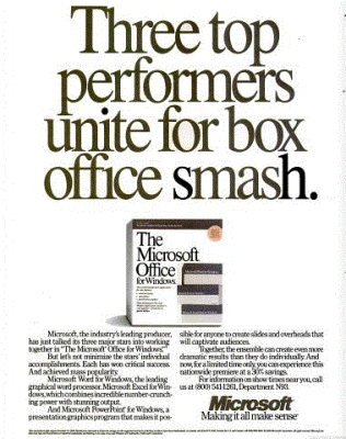Microsoft Office Launch Advertisement 1990