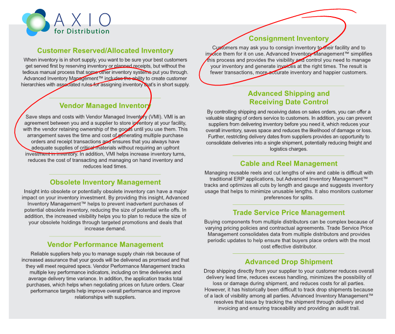 AXIO Distribution Features