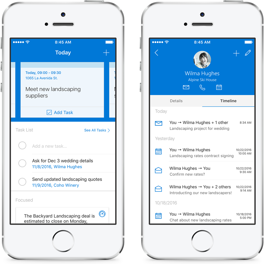 iOS app for Microsoft Outlook Customer Manager