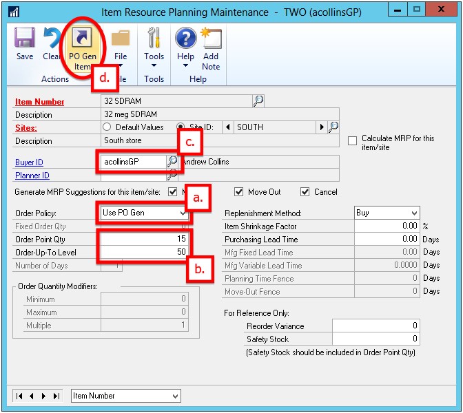 Dynamics GP purchase order generator