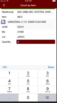 Sage inventory data from mobile phone