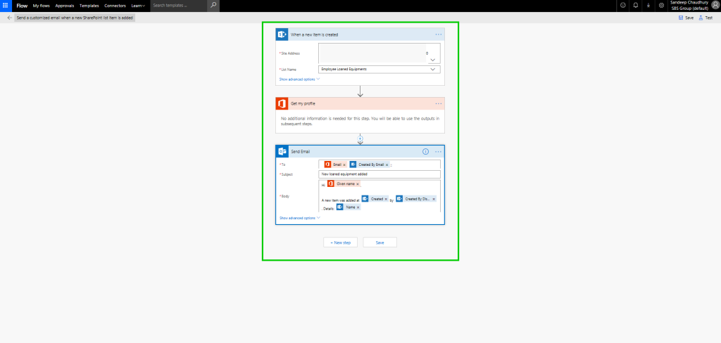 Microsoft Flow email