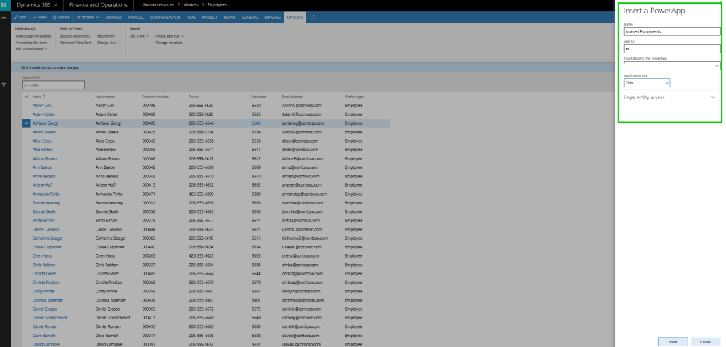 Inserting a powerapp in Dynamics 365