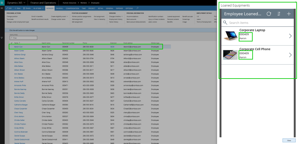 Launching loaned equipment lists with PowerApps