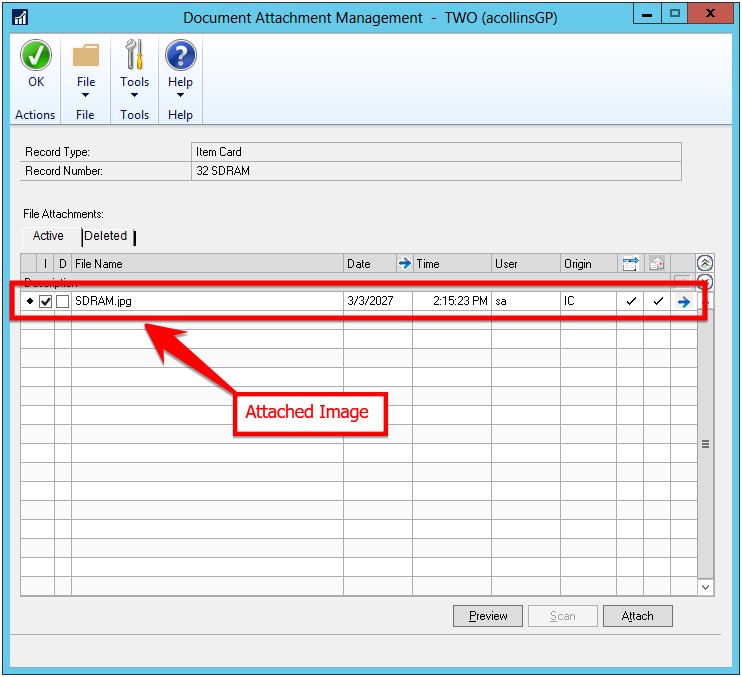 Dynamics GP document attached feature