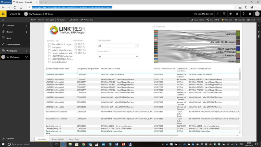 LINKFRESH fresh produce software and Power BI