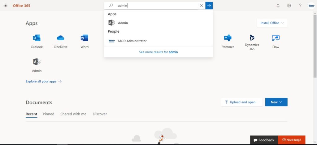 Office 365 admin app