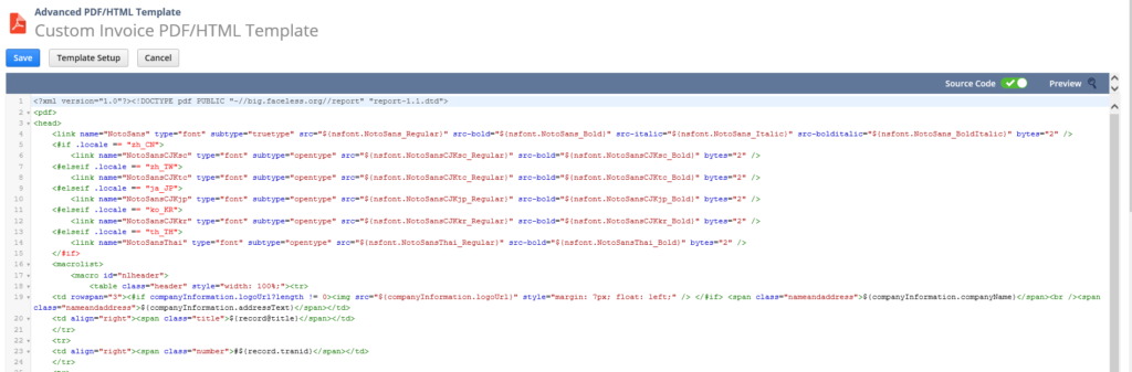 NetSuite advanced PDF template