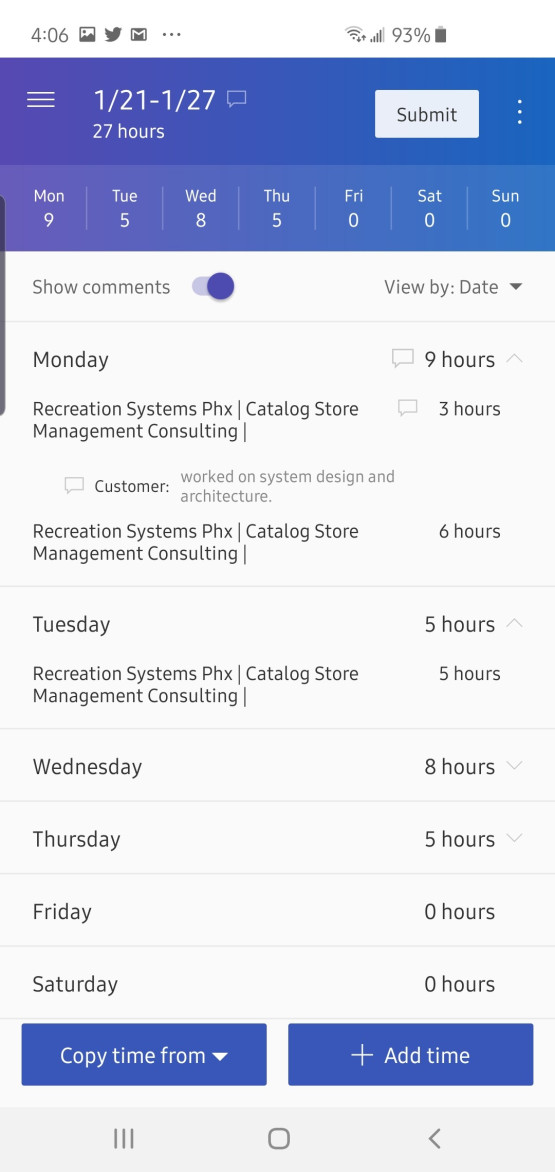 Dynamics 365 for F&O Project Timesheets Mobile App