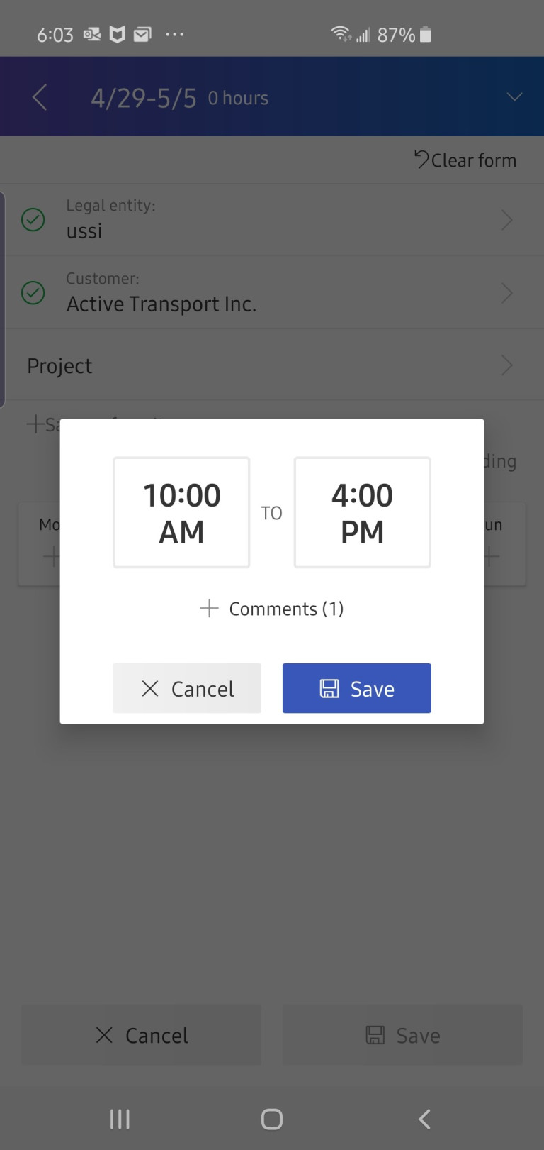 Dynamics 365 for F&O Project Timesheets Mobile App