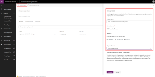 Data integration Dynamics 365 for Talent to Finance and Operations