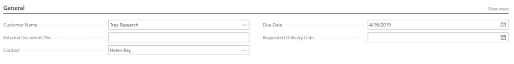 Dynamics 365 Business Central show more tab