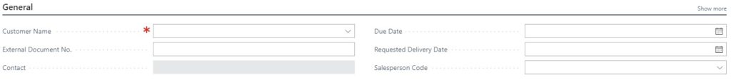 Collapse a field in Dynamics 365 Business Central 