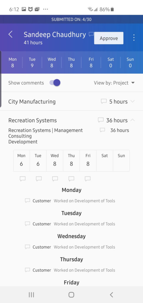 Dynamics 365 finance and operations project management mobile timesheet app