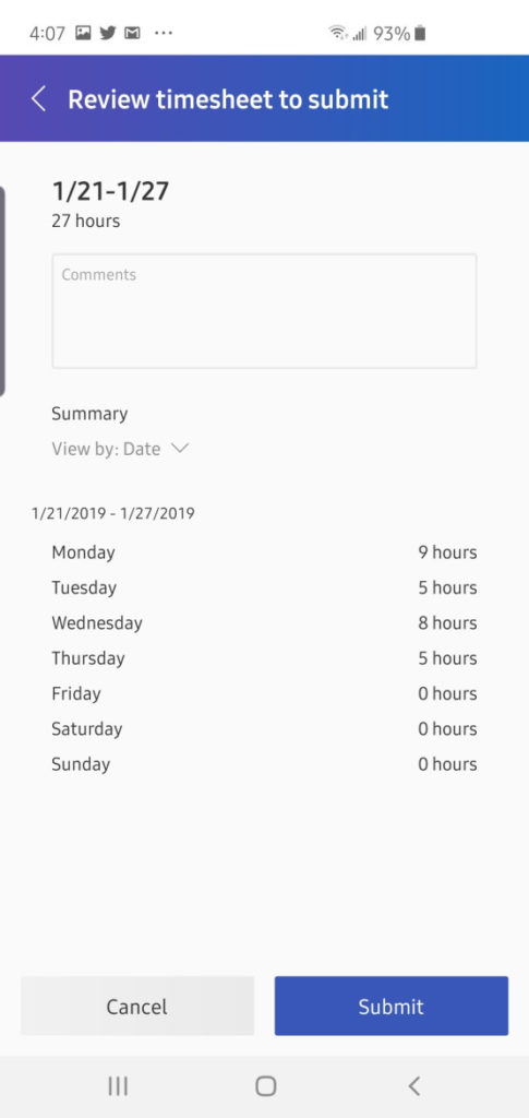 dynamics 365 mobile timesheet app