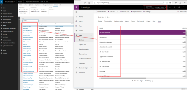 Dynamics 365 for Talent data in CDS 2.0