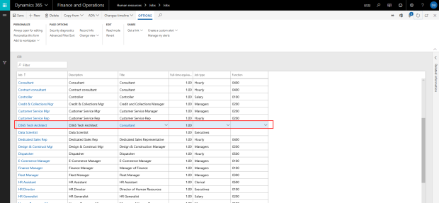 Creating a record in Dynamics 365 for Finance and Operations