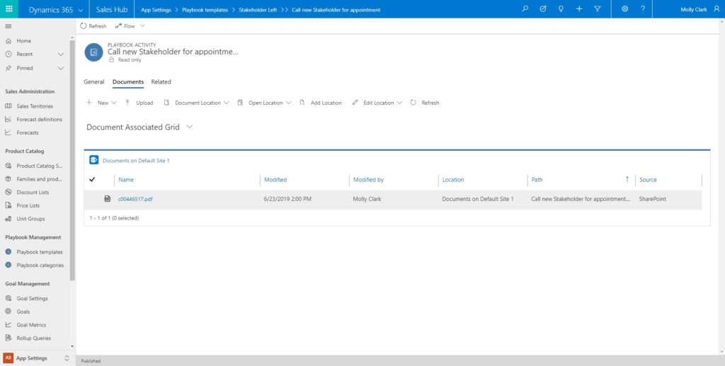 Dynamics 365 for Sales playbook feature