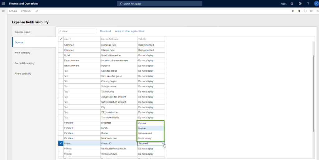 Dynamics 365 for finance and operations expense reporting