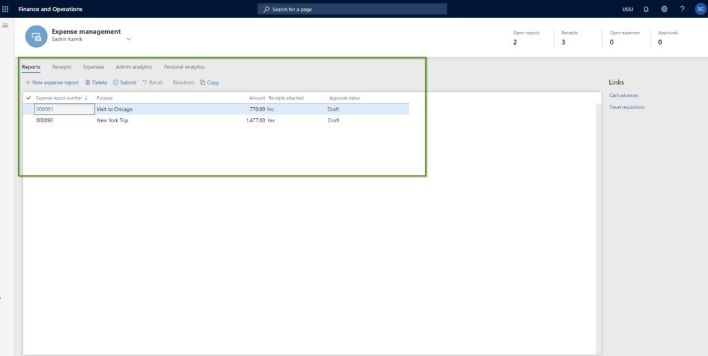 Dynamics 365 for finance and operations expense management