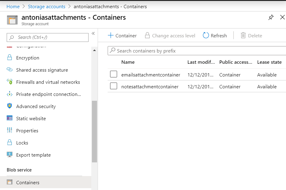 Dynamics 365 CRM storage containers