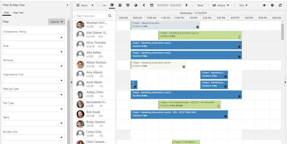 Dynamics 365 PSA schedule board