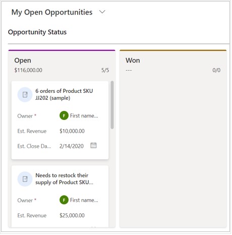 D365 CRM opportunity status view