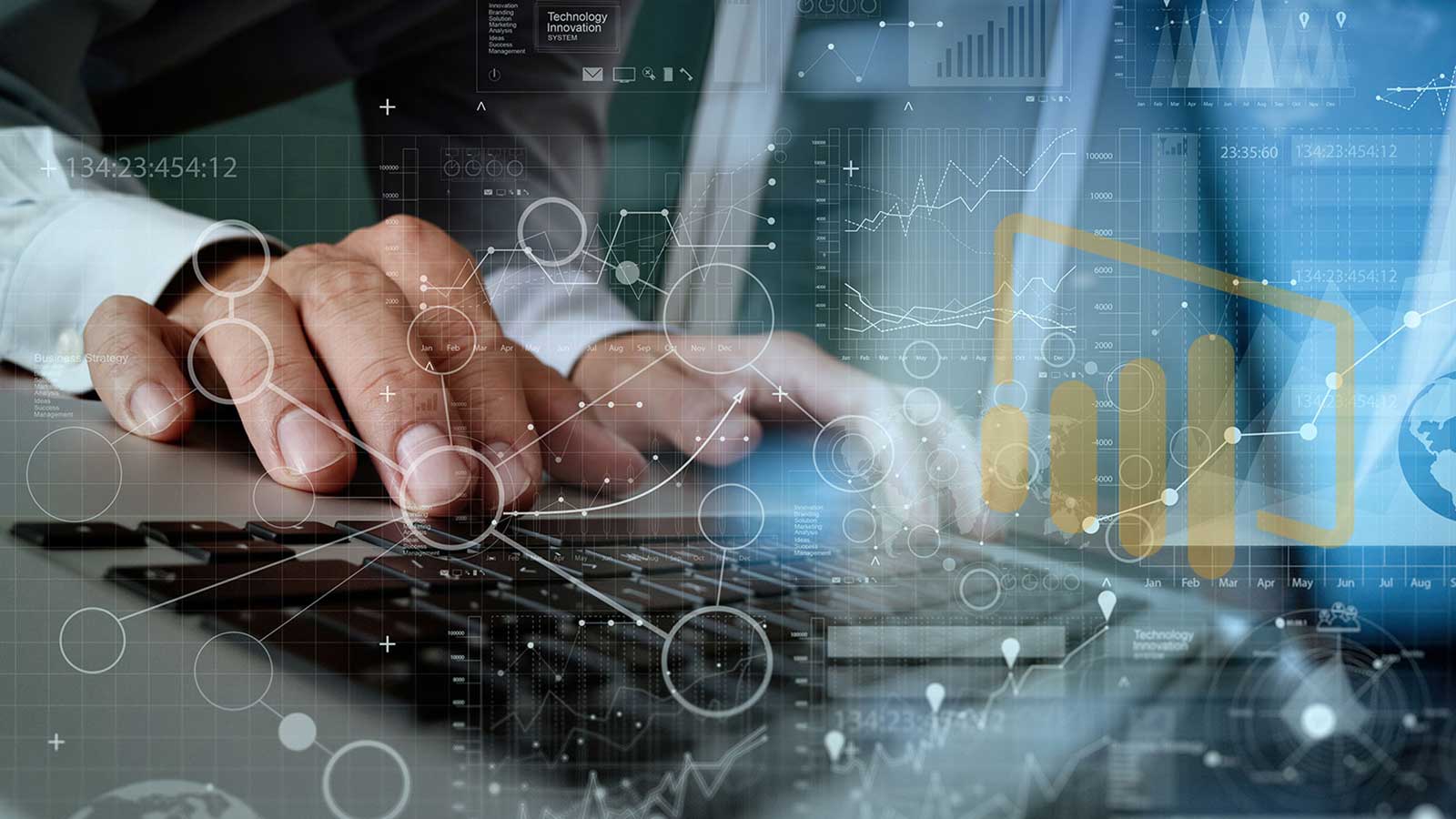 Man working on laptop in his office