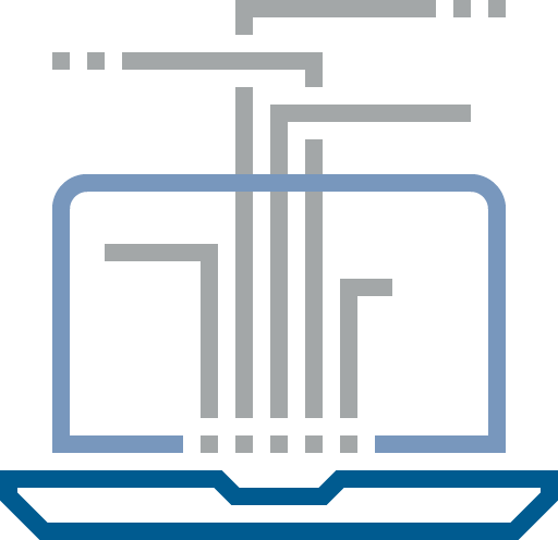 line art of computer with data