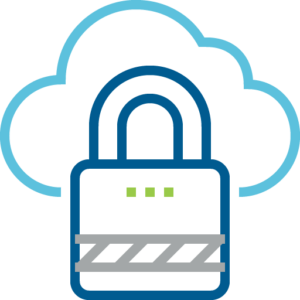 line art of cloud with lock