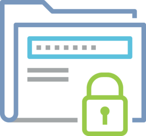 line art of a file and a padlock