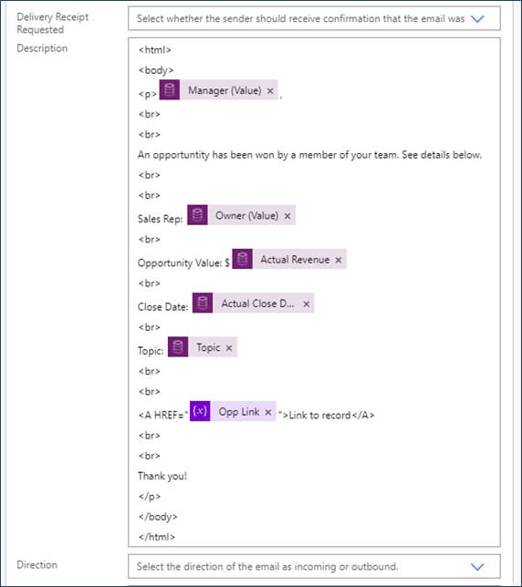microsoft CDS email send