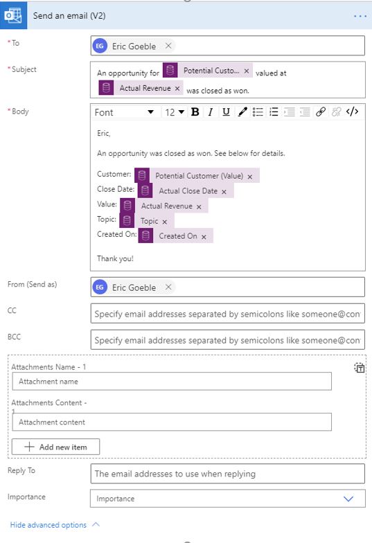 microsoft power automate emails