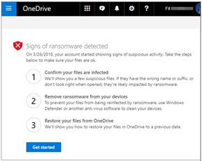 onedrive ransomware detected