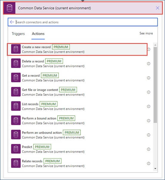 power automate common data services
