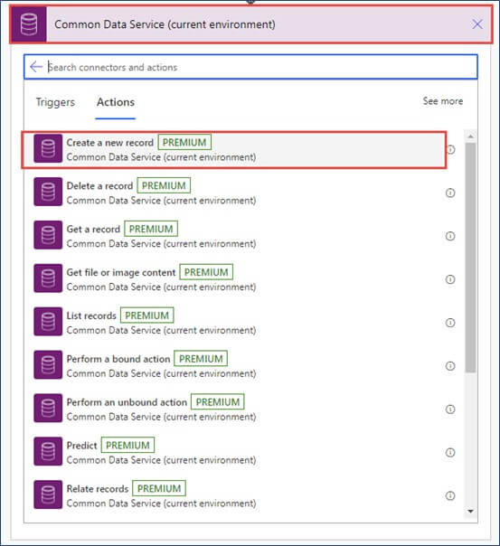 power automate common data services