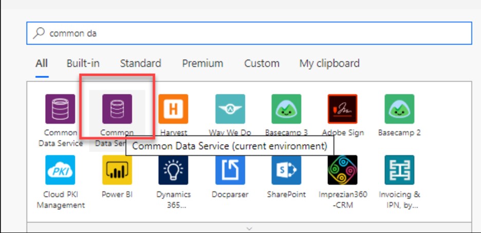 Microsoft power automate Common Data Service