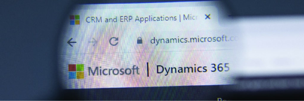 Magnifying glass on search bar showing microsoft dynamics 365