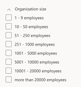 Microsoft Provider Organization Service Size