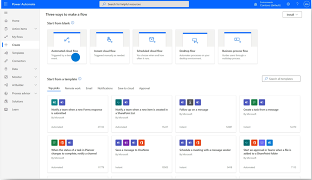 Screenshot of Power Platform Power Automate