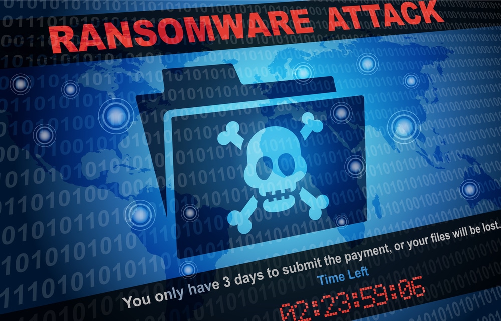 Ransomware attack computer screen