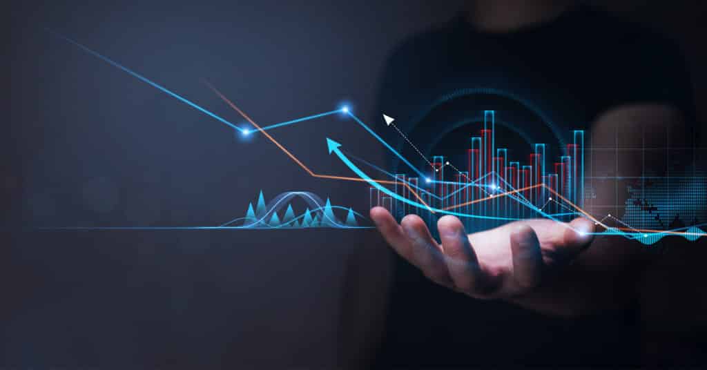 Graphs in Businessman's Hand