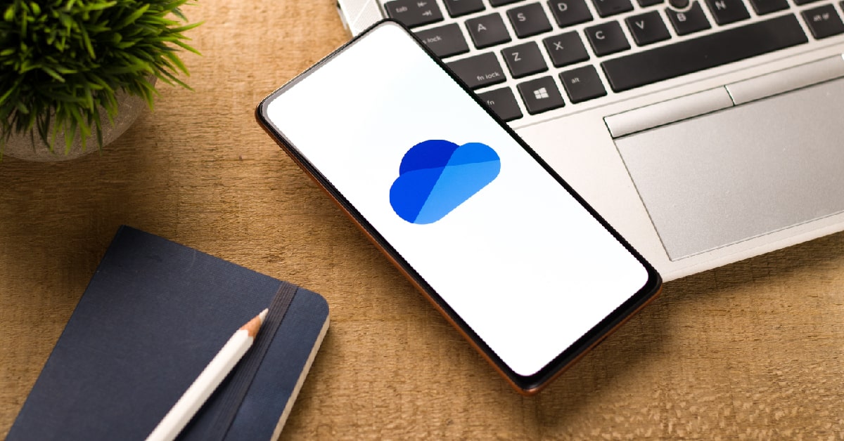 OneDrive Logo Displays on a Cell Phone Screen
