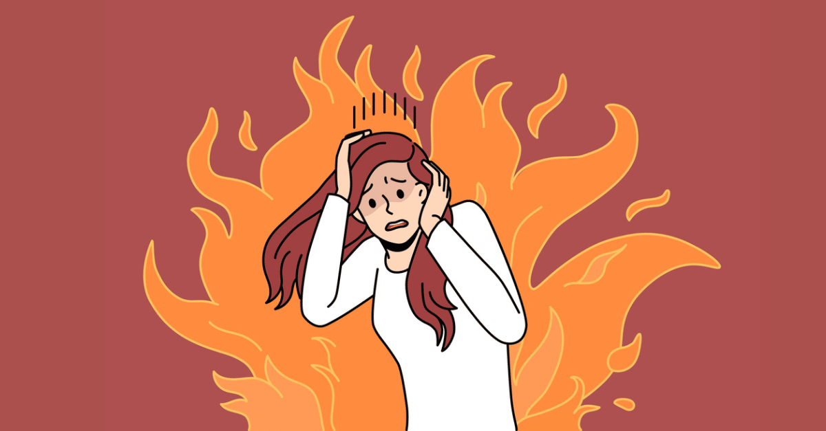 Woman Covering Her Head to Protect Herself From Fire