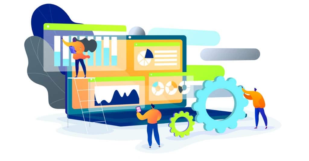 illustration of Professional Services Consultants Working on an Analytics Platform