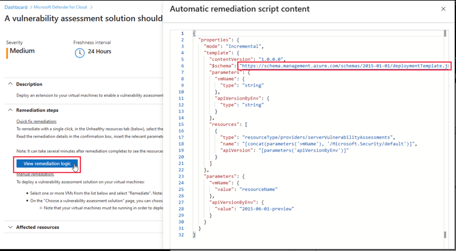 Screenshot of Microsoft Vulnerability Assessment on premises ransomware