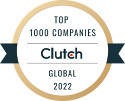 Clutch Top 1000 Global Companies 2022 Badge