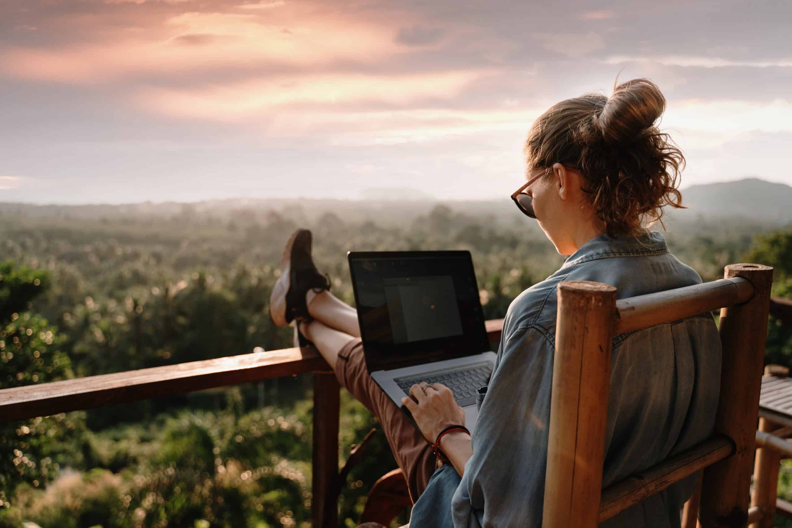 Young business woman working virtually